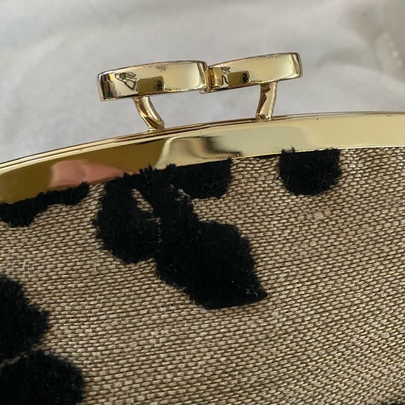 Stunning Glenda Gies Large Chenille Black & Creme Purse Handbag - No Straps - Picture 5 of 10